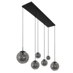 Luminaire à suspension BOLLIQUE 6 flammes E27 IP20, ambre, laiton, noir  gradable