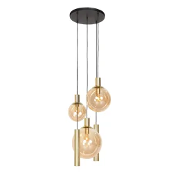 Luminaire à suspension BOLLIQUE 5 flammes GU10 + E27 IP20, laiton gradable