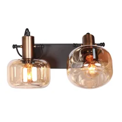 Luminaire mural GLASLIC à 2 flammes, pivotant, rotatif E27 IP20, bronze, noir gradable