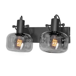 Luminaire mural GLASLIC à 2 flammes, pivotant, rotatif E27 IP20, noir gradable