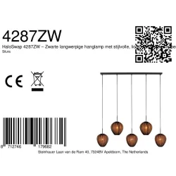 pendant luminaire SILURA 5 flames E27 IP20, black dimmable