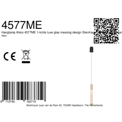 Luminaire à suspension ALISIO à 1 flamme IP20, laiton gradable