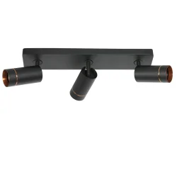 Luminaire de plafond DOWNLUME 3 flammes GU10 IP20, noir gradable