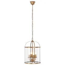 Steinhauer Pendant luminaire PIMPERNEL, 4 flames, glass, bronze
