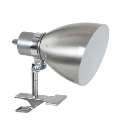 Lampe à pince SPRING avec interrupteur, avec prise de courant, réglable E27 IP20, acier brossé 