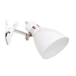 Lampe à pince SPRING avec interrupteur, avec prise de courant, réglable E27 IP20, blanc mat 