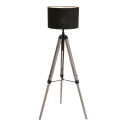 floor lamp TRIEK 1 flame, with switch, with shade E27 IP20, wood, antique 