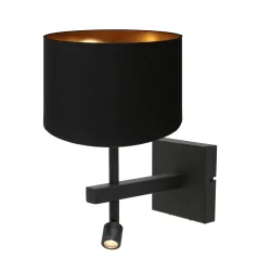 Luminaire mural STANG avec abat-jour, avec spot LED E27 IP20, noir mat 