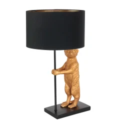 table lamp ANIMAUX - SURICATE up, with switch, with shade, with plug E27 IP20, black matt 