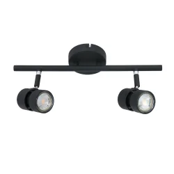 Rampe de projecteurs NATASJA à 2 flammes, Dim-To-Warm, réglable GU10 IP20, acier brossé gradable