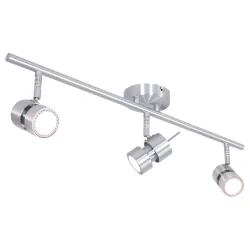 Rampe de projecteurs NATASJA 3 flammes, langue, Dim-To-Warm, réglable GU10 IP20, acier brossé gradable