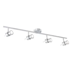 Rampe de projecteurs NATASJA 4 flammes, langue, Dim-To-Warm, réglable GU10 IP20, acier brossé gradable
