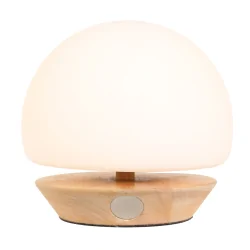 Lampe de table ANCILLA rond, court, avec variateur tactile G9 IP20, hêtre, couleur naturelle gradable