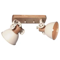 Luminaire de plafond GEARWOOD à 2 flammes E27 IP20, crème gradable