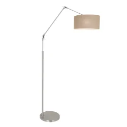 floor lamp PRESTIGE CHIC cylindrical, with switch, with shade, with jointed arm, with plug E27 IP20, steel brushed 