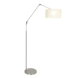 floor lamp PRESTIGE CHIC cylindrical, with switch, with shade, with jointed arm, with plug E27 IP20, steel brushed 