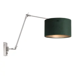 wall luminaire PRESTIGE CHIC cylindrical, with switch, with shade, with jointed arm, with plug E27 IP20, steel brushed dimmable