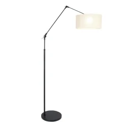 floor lamp PRESTIGE CHIC cylindrical, with switch, with shade, with jointed arm E27 IP20, black matt 
