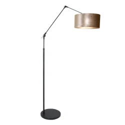 floor lamp PRESTIGE CHIC cylindrical, with switch, with shade, with jointed arm E27 IP20, black matt 