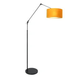floor lamp PRESTIGE CHIC cylindrical, with switch, with shade, with jointed arm, with plug E27 IP20, black matt 