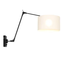 wall luminaire PRESTIGE CHIC cylindrical, with switch, with shade, with jointed arm, with plug E27 IP20, black matt dimmable