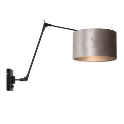 wall luminaire PRESTIGE CHIC cylindrical, with switch, with shade, with jointed arm, with plug E27 IP20, black matt dimmable