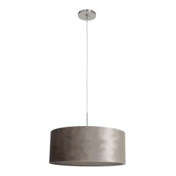 pendant luminaire SPARKLED LIGHT cylindrical, with shade E27 IP20, steel brushed dimmable