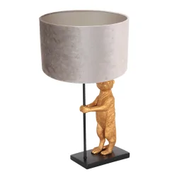 table lamp ANIMAUX - SURICATE up, with switch, with shade, with plug E27 IP20, black matt 