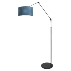 Lampadaire PRESTIGE CHIC cylindrique, avec interrupteur, avec abat-jour, avec bras articulé, avec prise de courant E27 IP20