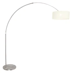 floor lamp SPARKLED LIGHT cylindrical, with switch, with shade, with plug, adjustable E27 IP20, steel brushed dimmable