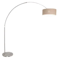 floor lamp SPARKLED LIGHT cylindrical, with switch, with shade, with plug, adjustable E27 IP20, steel brushed dimmable