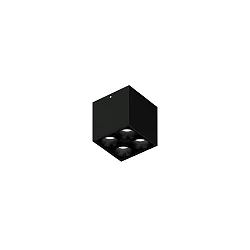 Luminaire de plafond LINOO SURFACE 4.1 4 flammes, carré IP20, noir brillant, noir mat gradable
