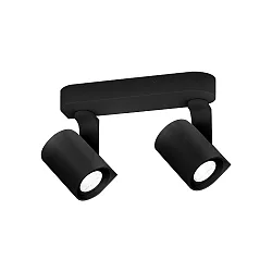 Applique et plafonnier SQUBE ON BASE à 2 flammes, pivotant, rotatif GU10 IP20, noir  gradable