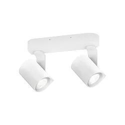 Applique et plafonnier SQUBE ON BASE à 2 flammes, pivotant, rotatif GU10 IP20, blanche gradable