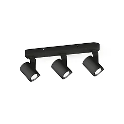 Applique et plafonnier SQUBE ON BASE 3 flammes, pivotant, rotatif GU10 IP20, noir  gradable