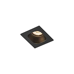 Downlight encastrable PIRRO 1.0 à 1 flamme, angulaire, rigide, bloc d'alimentation exclusif IP20, noir mat gradable