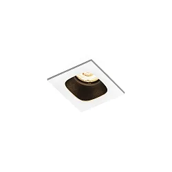 Downlight encastrable PIRRO 1.0 à 1 flamme, angulaire, rigide, bloc d'alimentation exclusif IP20, noir mat, blanc mat gradable