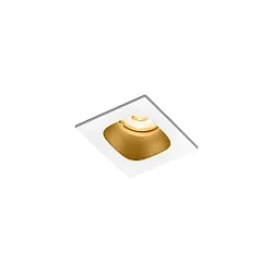 Downlight encastrable PIRRO 1.0 à 1 flamme, angulaire, rigide, bloc d'alimentation exclusif IP20, or, blanc mat gradable