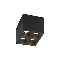 Downlight PIRRO 4.1 4 flammes, carré IP20, or, noir gradable