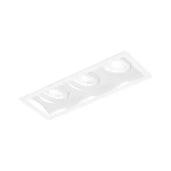 Projecteur encastré PLANO PETIT 3.0 3 flammes, pivotant à la cardan, avec ressorts à pince IP20, mat, blanc trafic gradable