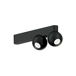 Luminaire de plafond LECA 2.0 à 2 flammes, pivotant à la cardan IP20, noir mat gradable
