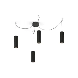 Luminaire à suspension RAY 2.0 - PAR16 cylindrique, court, avec câble ouvert GU10 IP20, mat, noir profond gradable
