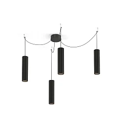 Luminaire à suspension RAY 3.0 - PAR16 cylindrique, langue, avec câble ouvert GU10 IP20, mat, noir profond gradable