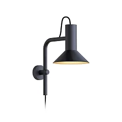 Wall luminaire ROOMOR 3.0 PAR16, 58cm, GU10, with cord switch, deep black, with shade 1.0