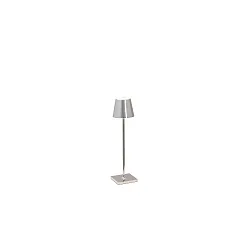 Lampe de table à accu POLDINA MICRO IP65, chrome, scintillant gradable