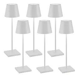 Lampe de table à accu POLDINA PRO lot de 6 IP65, blanche gradable