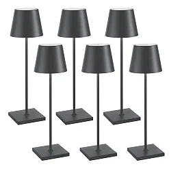 Lampe de table à accu POLDINA PRO lot de 6 IP65, gris foncé gradable