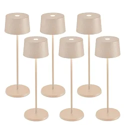 Lampe de table à accu OLIVIA TAVOLO PRO lot de 6 IP65, couleur sable gradable
