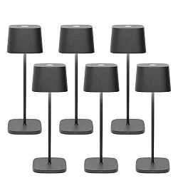 Lampe de table à accu OFELIA TAVOLO PRO lot de 6 IP65, gris foncé, laqué gradable