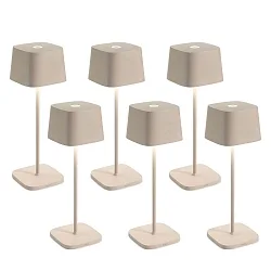 Lampe de table à accu OFELIA TAVOLO PRO lot de 6 IP65, couleur sable, laqué gradable